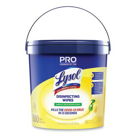 Lysol RAC99856CT Professional Disinfecting Wipe Bucket, 1-Ply, 6 x 8, Lemon and Lime Blossom, White, 800 Wipes/Bucket, 2 Buckets/Carton
