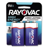 Rayovac RAYA16044TK High Energy Premium Alkaline 9V Batteries, 4/Pack