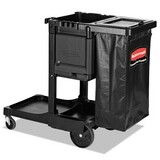 Rubbermaid Commercial RCP1861430 Executive Janitorial Cleaning Cart, 12.1w x 22.4d x 23h, Black