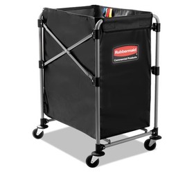 Rubbermaid RCP1881749 One-Compartment Collapsible X-Cart, Synthetic Fabric, 4.98 cu ft Bin, 20.33" x 24.1" x 34", Black/Silver