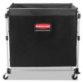 Rubbermaid RCP1881750 One-Compartment Collapsible X-Cart, Synthetic Fabric, 9.96 cu ft Bin, 24.1" x 35.7" x 34", Black/Silver