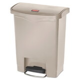 Rubbermaid 1883456 Slim Jim Resin Step-On Container, Front Step Style, 8 gal, Beige