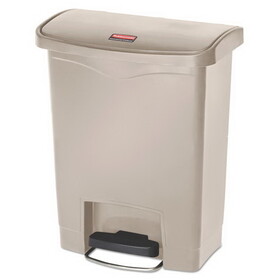 Rubbermaid RCP1883456 Streamline Resin Step-On Container, Front Step Style, 8 gal, Polyethylene, Beige