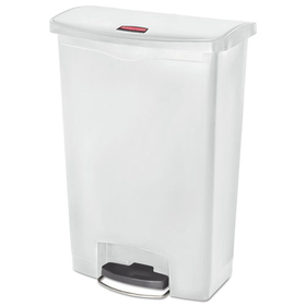 Rubbermaid RCP1883561 Slim Jim Streamline Resin Step-On Container, Front Step Style, 24 gal, Polyethylene, White