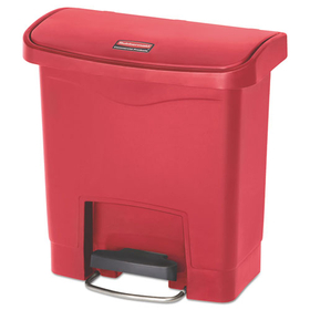 Rubbermaid RCP1883563 Slim Jim Streamline Resin Step-On Container, Front Step Style, 4 gal, Polyethylene, Red