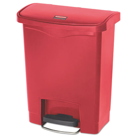 Rubbermaid RCP1883564 Streamline Resin Step-On Container, Front Step Style, 8 gal, Polyethylene, Red