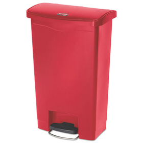 Rubbermaid RCP1883566 Streamline Resin Step-On Container, Front Step Style, 13 gal, Polyethylene, Red