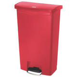 Rubbermaid 1883568 Slim Jim Resin Step-On Container, Front Step Style, 18 gal, Red
