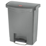 Rubbermaid 1883600 Slim Jim Resin Step-On Container, Front Step Style, 8 gal, Gray