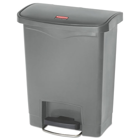Rubbermaid RCP1883600 Slim Jim Streamline Resin Step-On Container, Front Step Style, 8 gal, Polyethylene, Gray