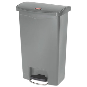 Rubbermaid RCP1883602 Slim Jim Streamline Resin Step-On Container, Front Step Style, 13 gal, Polyethylene, Gray