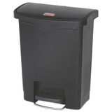 Rubbermaid 1883609 Slim Jim Resin Step-On Container, Front Step Style, 8 gal, Black