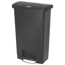 Rubbermaid RCP1883611 Slim Jim Streamline Resin Step-On Container, Front Step Style, 13 gal, Polyethylene, Black