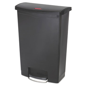 Rubbermaid RCP1883615 Streamline Resin Step-On Container, Front Step Style, 24 gal, Polyethylene, Black