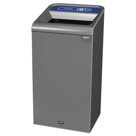 Rubbermaid RCP1961623 Configure Indoor Recycling Waste Receptacle, Paper Recycling, 23 gal, Metal, Gray