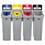 Rubbermaid RCP2007919 Slim Jim Recycling Station Kit, 4-Stream Landfill/Paper/Plastic/Cans, 92 gal, Plastic, Blue/Gray/Red/Yellow, Price/EA