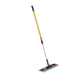 Rubbermaid Commercial RCP2132426 Adaptable Flat Mop Kit, 19.5 x 5.5 Blue Microfiber Head, 48" to 72" Yellow Aluminum Handle