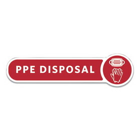 Rubbermaid RCP2138292 Medical Decal, PPE DISPOSAL, 10 x 2.5, Red
