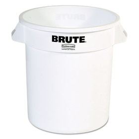 Rubbermaid RCP2610WHI Round Brute Container, Plastic, 10 Gal, White