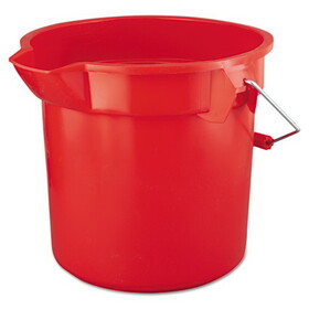 Rubbermaid RCP2614RED BRUTE Round Utility Pail, 14 qt, Plastic, Red, 12" dia