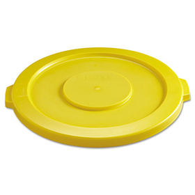 Rubbermaid RCP2631YEL BRUTE Self-Draining Flat Top Lids for 32 gal Round BRUTE Containers, 22.25" Diameter, Yellow