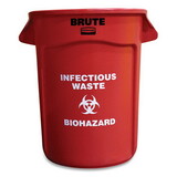 Rubbermaid Commercial RCP263294RED Round Brute Container with 