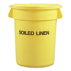 Rubbermaid RCP263957YEL Vented Round Brute Container, "Trash Only" Imprint, 33 gal, Plastic, Yellow