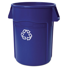 Rubbermaid RCP264307BLU Brute Recycling Container, 44 gal, Polyethylene, Blue