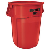 Rubbermaid FG264360RED Brute Vented Trash Receptacle, Round, 44 gal, Red