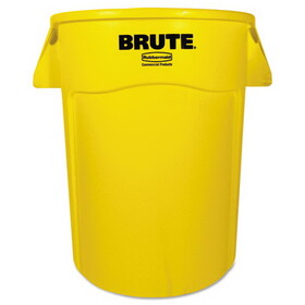 Rubbermaid RCP264360YEL Vented Round Brute Container, 44 gal, Plastic, Yellow