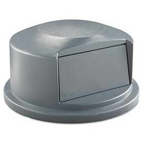 Rubbermaid RCP264788GRA Round BRUTE Dome Top Receptacle, Push Door for 44 gal Containers, 24.81" Diameter x 12.63h, Gray
