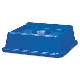 Rubbermaid RCP2791BLU Untouchable Bottle and Can Recycling Top, Round Opening,  20.13w x 20.13d x 6.25h, Blue