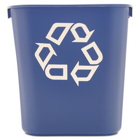 Rubbermaid RCP295573BE Small Deskside Recycling Container, Rectangular, Plastic, 13.625qt, Blue