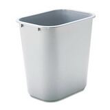 Rubbermaid RCP295600GY Deskside Plastic Wastebasket, Rectangular, 7 Gal, Gray