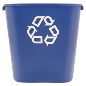 Rubbermaid RCP295673BE Medium Deskside Recycling Container, Rectangular, Plastic, 28.125qt, Blue