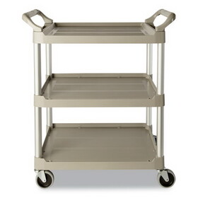 Rubbermaid RCP342488OWH Three-Shelf Service Cart, Plastic, 3 Shelves, 200 lb Capacity, 18.63" x 33.63" x 37.75", Off-White