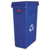 Rubbermaid RCP354007BE Slim Jim Recycling Container W/venting Channels, Plastic, 23gal, Blue
