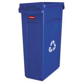 Rubbermaid RCP354007BE Slim Jim Plastic Recycling Container with Venting Channels, 23 gal, Plastic, Blue