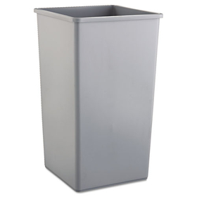 Rubbermaid RCP3959GRA Untouchable Square Waste Receptacle, 50 gal, Plastic, Gray