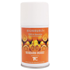 Rubbermaid FG402093 Microburst 9000 Air Freshener Refill, Mandarin Orange, 5.3oz, Aerosol, 4/Carton