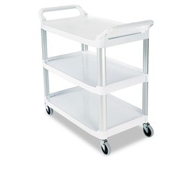 Rubbermaid RCP409100CM Xtra Utility Cart with Open Sides, Plastic, 3 Shelves, 300 lb Capacity, 40.63" x 20" x 37.81", Off-White