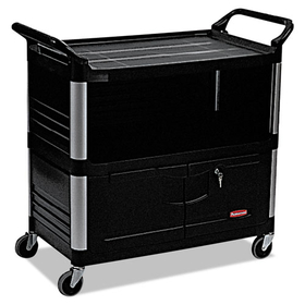 Rubbermaid RCP4095BLA Xtra Equipment Cart, 300-Lb Cap, Three-Shelf, 20-3/4w X 40-5/8d X 37-4/5h, Black
