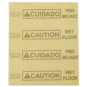 Rubbermaid RCP4252YEL Over-The-Spill Pad, "caution Wet Floor", Yellow, 16 1/2" X 20", 25 Sheets/pad