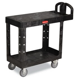 Rubbermaid RCP450500BK Flat Shelf Utility Cart, Plastic, 2 Shelves, 500 lb Capacity, 19.19" x 37.88" x 33.33", Black