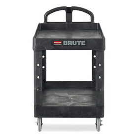 Rubbermaid RCP452088BK BRUTE Heavy-Duty Utility Cart with Lipped Shelves, Plastic, 2 Shelves, 500 lb Capacity, 25.9" x 45.2" x 32.2", Black