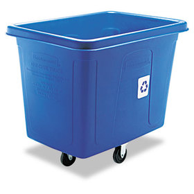 Rubbermaid RCP461673BE Recycling Cube Truck, Rectangular, Polyethylene, 500lb Cap, Blue