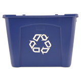 Rubbermaid RCP571473BE Stacking Recycle Bin, Rectangular, Polyethylene, 14gal, Blue