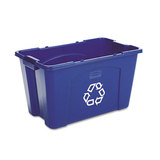 Rubbermaid RCP571873BE Stacking Recycle Bin, Rectangular, Polyethylene, 18gal, Blue