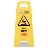 Rubbermaid FG611277YEL Caution Wet Floor Floor Sign, Plastic, 11 x 12 x 25, Bright Yellow, 6/Carton