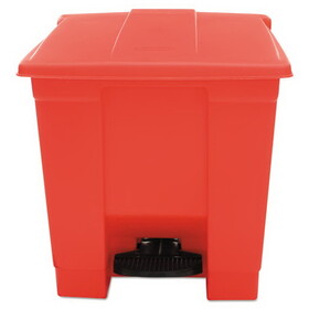 Rubbermaid RCP6143RED Indoor Utility Step-On Waste Container, Square, Plastic, 8gal, Red